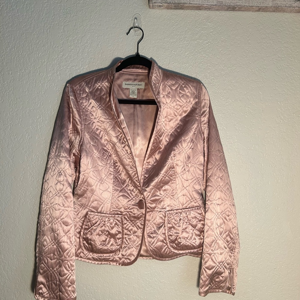 Banana Republic Women's Pink Silk Quilted Jacket Size Medium
